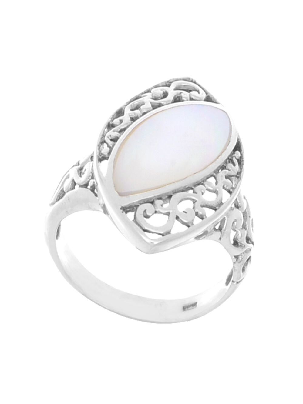 Sterling Silver Mother of Pearl Filigree Ring